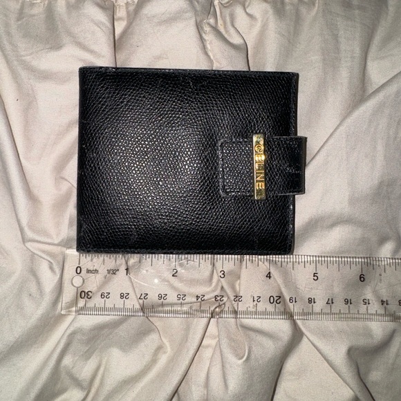 Celine Black Bifold With Gold Clasp Red Interior Wallet - Picture 10 of 11